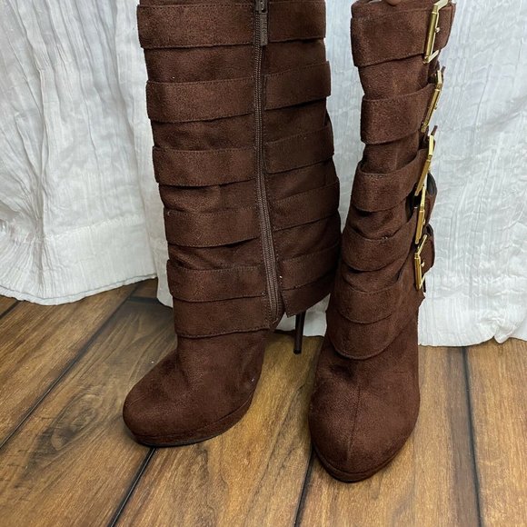 Michael Antonio Multi Buckle Mid Calf Boots - Picture 3 of 8